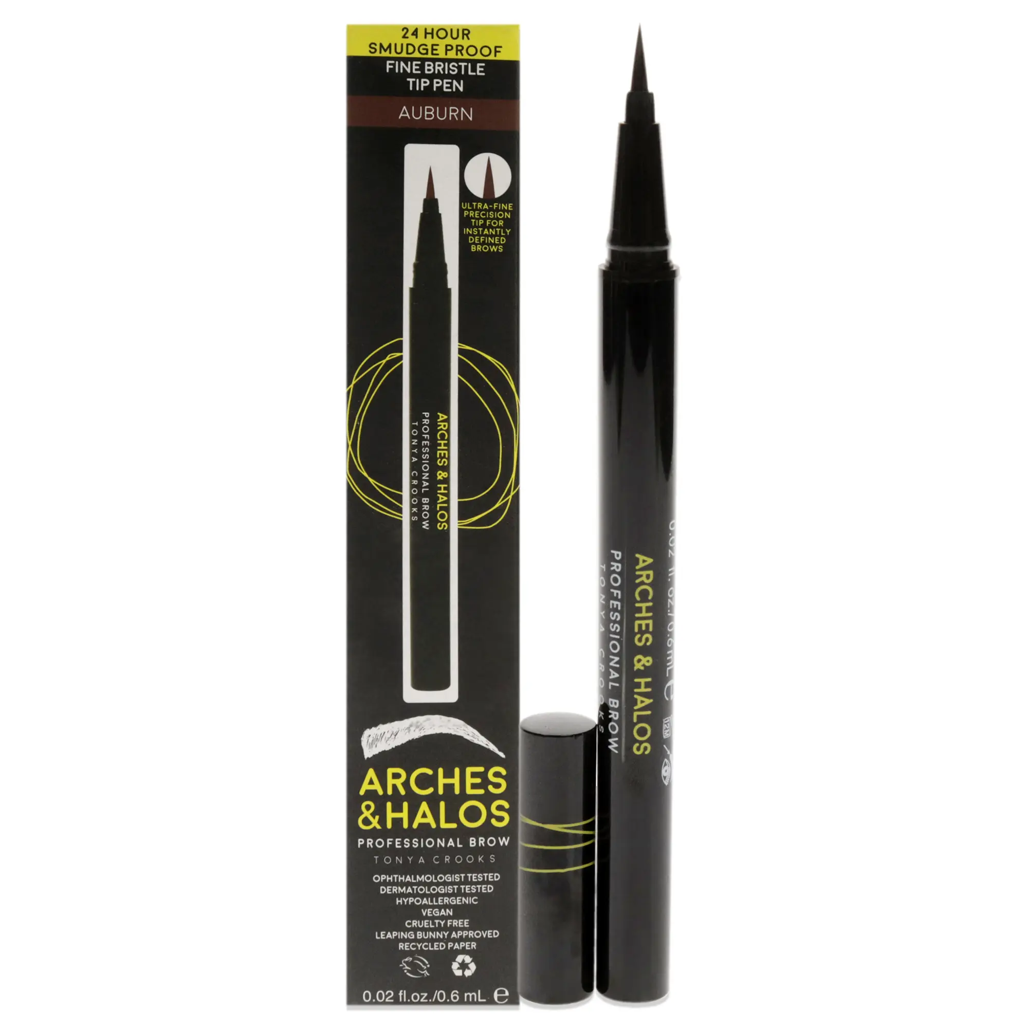 Arches & Halos Precision Brow Shaping Pencil - Double Sided Eyebrow Filler and Spoolie Brush - Creamy Texture for Shaping and Defining With Ease - Vegan, Cruelty Free - Neutral Brown - 0.070 oz