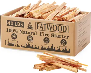 40 lbs Fatwood Fire Starter Sticks, 100% Natural Kindling Firewood Firestarter for Stoves, Pine Wood for Fireplaces, Campfires, Bonfires, Grill