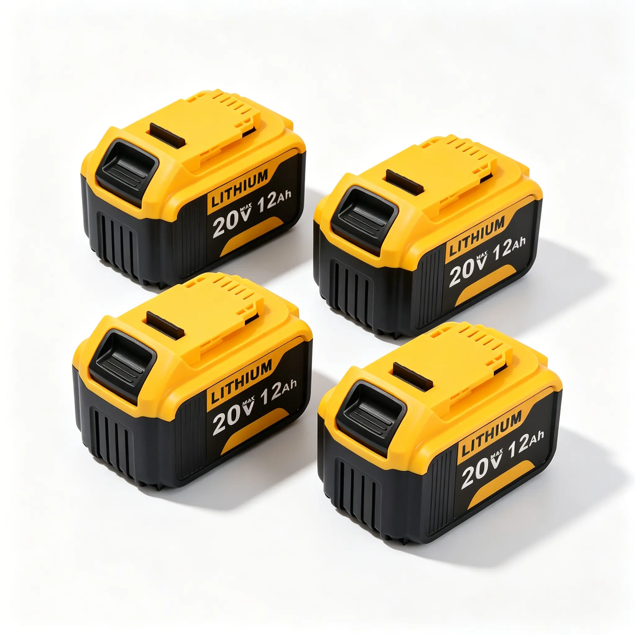 4-Pack 20V 12.0Ah Extended Lithium-Ion Replacement Batteries, Dewalt-Compatible Cordless Tool Accessories, Lithium Battery Replacement, 4pack Swap Ready, Longer Runs for DIY Power Tools