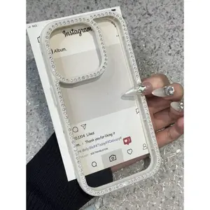 Luxury Bling Shiny Diamond Rhinestone Sparkling Bumper Case For 15 Pro Max/15 Pro/15 Plus/11/12/13/14/16 Pro Max, Fashionable Transparent 3D Creative Design Anti-Drop Phone Cover