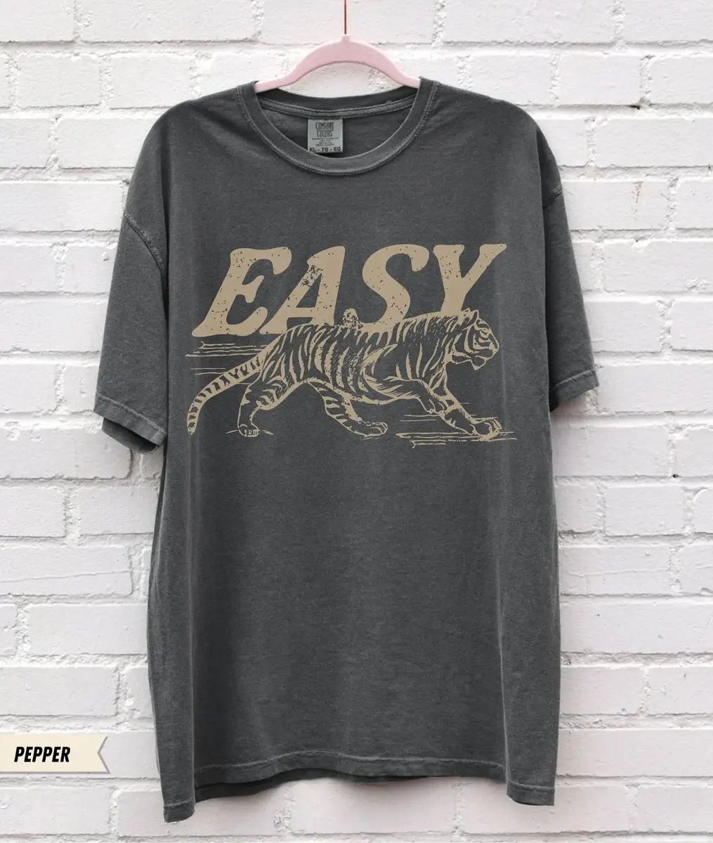 Comfort Colors Easy Tiger Tee T-shirt, Vintage style Inspired Shirt, Trendy Tiger, Retro Festival Clothing, Top Classic