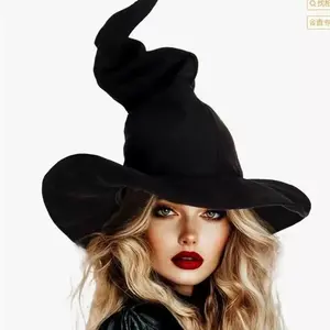 Prom Party Hat Black Velvet Wizard Hat Magic Hat Witch Hat