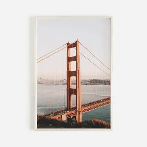 1 Golden Gate Bridge Wall Art Canvas Poster, Suitable for Modern Living Room, Bedroom, Office Wall Decoration 2D Flat Printing Frameless Painting