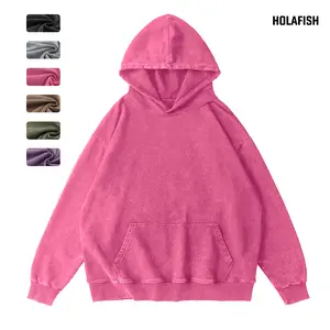 Holafish Womens Oversized Hoodie Sweatshirts for Men Couples Hoodies Pullover Vintage Mens Acid Wash Sweaters Clothes 2025