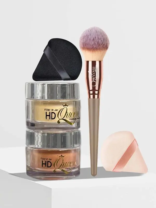 Filter in a Jar HD Queen Finishing Powder Bundle – 7 Shade Collection for Flawless, Filter-Like Skin