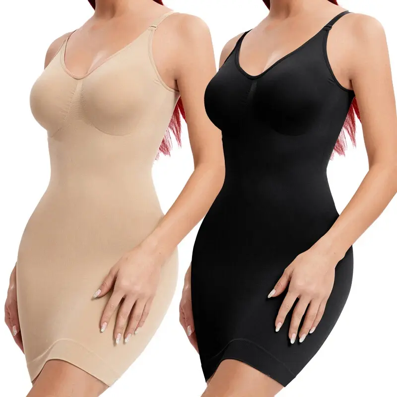 Women's Sleeveless Spaghetti Strap Shapewear Slip - Smooth Fabric, Tummy Control, Comfortable Full-Length Under-Dress Body Shaper, Adjustable, Basic, Fit, Sexy, Wedding, Soft