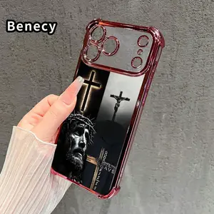 Four Corner Airbag Anti-Collision Electroplated Phone Case For IPhone 17 Pro Max 16 15 Plus Air 14 13 12 11 E Divine Sacrifice Faith Patterned Protection Smartphone Cover Compatible With Galaxy 25