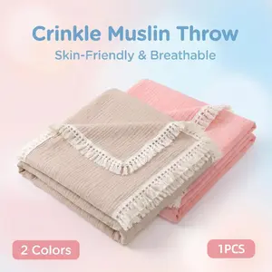 1pcs Baby Double Layer Muslin Blanket, Breathable Soft, Infant Swaddle Wrap, Stroller Wind Cover, Baby Burp Cloth, Nursery Essential