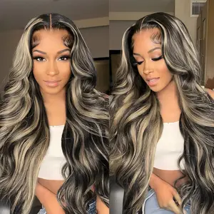 【Gulenme】Tuneful HD Transparent 13x6 Lace Front Hair Wigs 1B/27 Highlight Raw Brazilian Body Wave Pre Plucked Human Hair Wig 180 Density Lace Frontal Wigs Perfect for everyday wear or parties Brighten your complexion Understated yet stylish For Women
