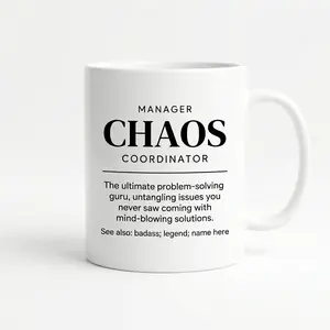 Personalized Chaos Coordinator Mug 11oz/15oz Funny Custom Manager Boss Gift Two Tone Cup Washable Drinkware
