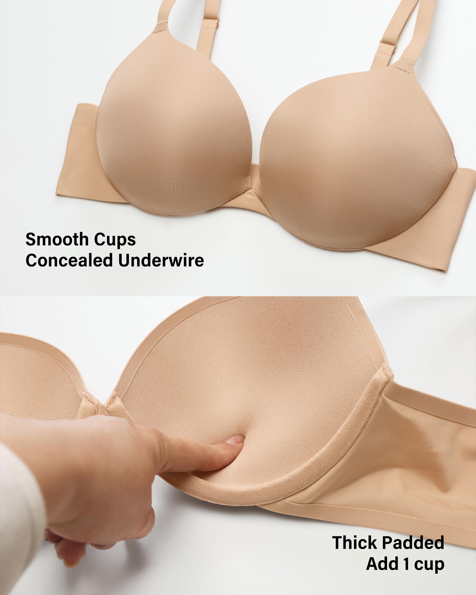 INLYRIC Women's Teardrop Push Up Bra Padded Supportive Underwire Add 1 Cup Seamless Tshirt Sexy Lift Up Plunge Bras