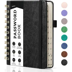 Password Book with Alphabetical Tabs, Spiral Password Keeper Book for Seniors, Internet Password Notebook Password Journal Logbook Log in Detail, Small - 4.7''x 6'' (Black)