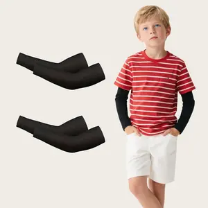 2 Pairs of Kids' Sun Protection Compression Cooling Sleeves, Breathable Elastic Quick-Dry Sports Sleeves, Nylon Material for Summer Riding Accessories, Unisex with Various Color Options, Arm Sleeves, UV Protection