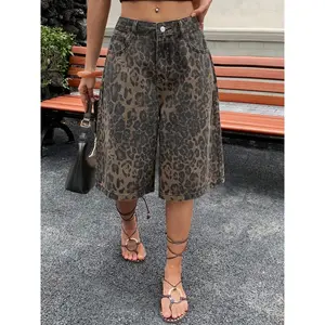Trendy Five-Quarter Jeans for Women Summer New Plus Size Pear Body Shape Slimming Wide Leg Pants, Fashionable Denim Bottoms