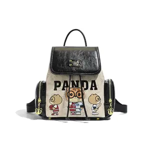 2026 New Cute Cartoon Bear Backpack Women Color Block Fashion Travel Commute School Bag