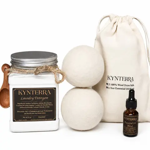 KYNTERRA's Unscented Laundry Detergent, Dryer Balls with Essential Oils, Natural & Clean Ingredients Household Soap