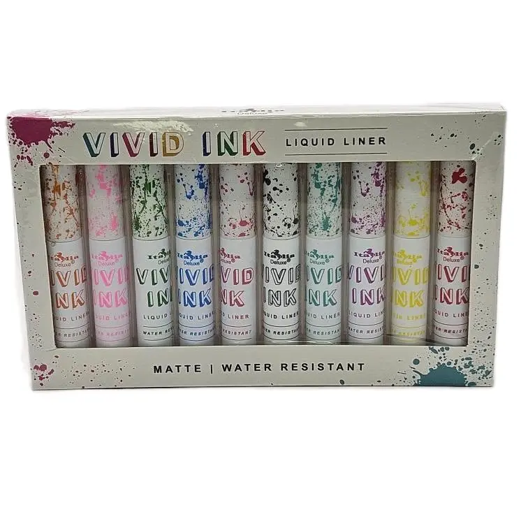 Vivid Ink Liquid Liner - 10 Vibrant Waterproof Colors Matte & Water Resistant Lipliner Set for Everyday Makeup