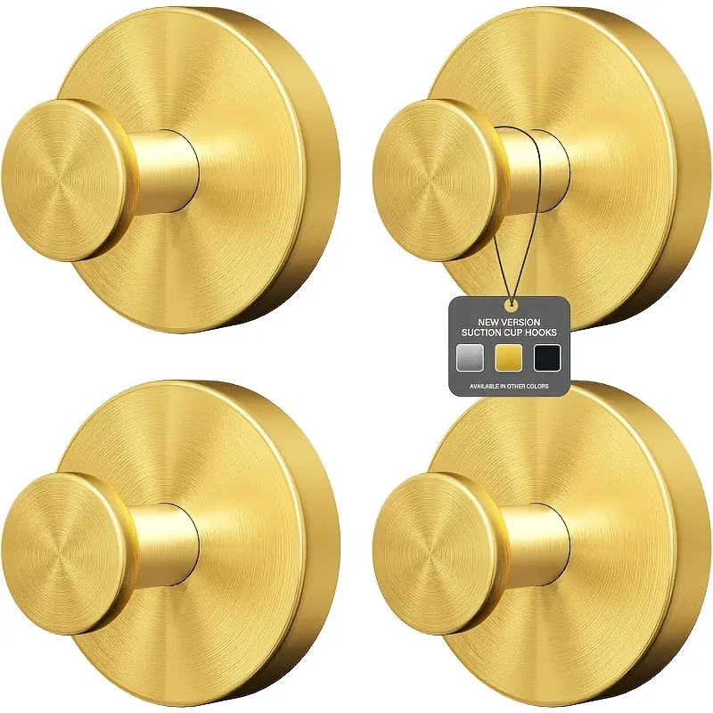 Stainless Steel Rustproof Suction Fix Hooks - 2-Piece Set, No Drilling, Strong Load, Bathroom Organizing Accessories for Shower Walls, Glass/Windows/Mirrors, Hanging Towels, Bathrobes, Coats