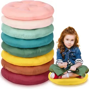 8 Pcs 16 Inch Round Floor Cushions for Kids, Flexible Seating for Elementary Classroom, 3.15 in Thick Floor Pillow, Back to School Furniture for Daycare Preschool Meditation (Neutral Color)