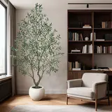 Artificial Olive Tree (Optional Round White Plastic Pot) — Features A Sturdy Trunk And Realistic Fruit; Available In Heights Ranging From 5 To 8 Feet, Making It An Ideal Choice For Home And Office Décor Christmas
