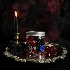 GM Mini Dark Gothic Mystery Jewelry Jar - 15pcs Costume Set with Rings Necklaces & Earrings for Girlfriend Sister on Birthday Halloween Occult Mystical Dark Aesthetic