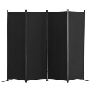 Room Divider, 88×67.5 Inch Freestanding 4-Panel Folding Privacy Screen, Fabric Partition for Office, Living Room, Bedroom, Dining Room, Study, Home Office Cubicle, Black Durable Steel Frame, Easy Assembly
