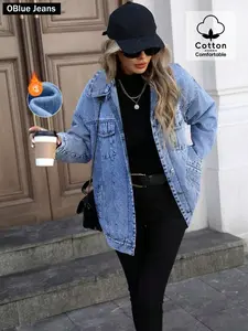 OBlue Jeans Elegant Street Style Loose Fit Denim Jacket, All Season Casual Wear, Versatile and Comfortable, Perfect for Everyday Use