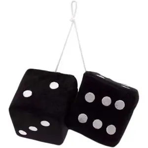 Zone Tech Pair Black with White Dots Fuzzy - 3" Square Hanging Soft Fuzzy  Decorative