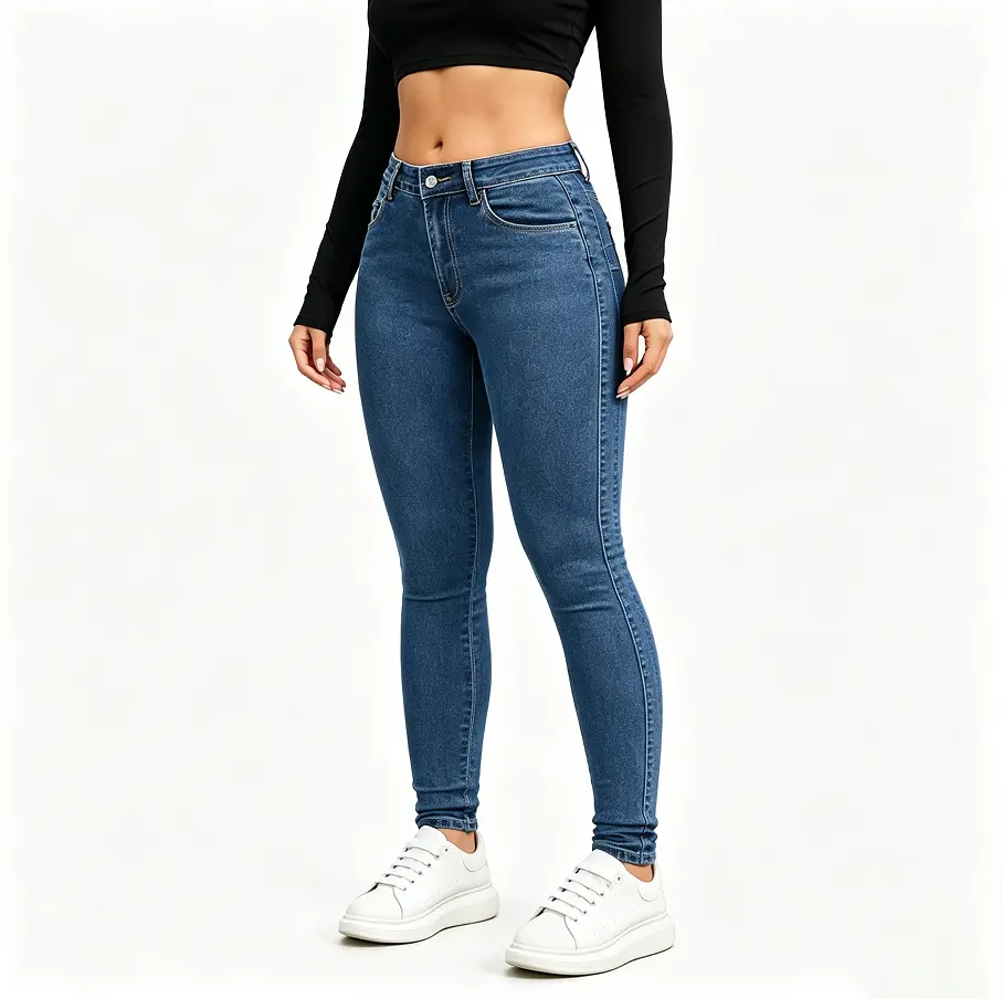 Women's Skinny Deep Blue Jeans, Women High Waist Dark Wash Skinny Jeans Super Stretch Slim Fit High Rise Denim Pants Classic Basic Jeggings Casual Everyday Jeans