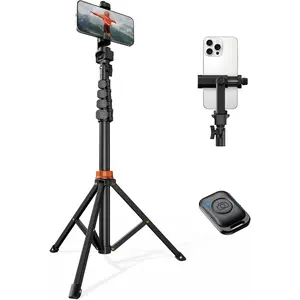 66" Phone Tripod, Tripod for  with Remote & Phone Stand, Extendable Cell Phone Tripod for Video Recording,  Tripod & Monopod Accessories for /Android, Clamp Mount