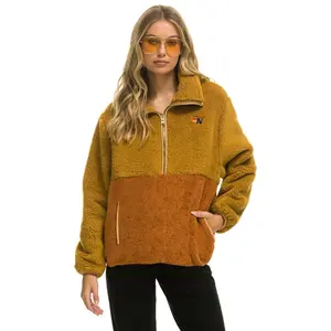 TEDDY UNISEX HALF ZIP COLOR BLOCK JACKET - HONEY