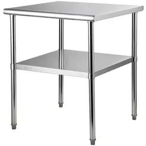 【Spotlight Day】VEVOR Stainless Steel Prep Table, 30 x 30 x 36 Inch, 800lbs Load Capacity Heavy Duty Metal Worktable with Adjustable Undershelf & Feet, Commercial Workstation for Kitchen Garage Restaurant Backyard