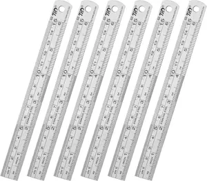 Ruler Metal Straight Edge Stainless Steel Ruler 6 Inch Ruler Set Rulers Bulk 6 Pack