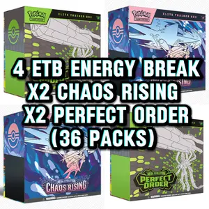 Pokémon Chaos Rising & Perfect Order Live Energy Break - 4 ETBs (36 Packs)