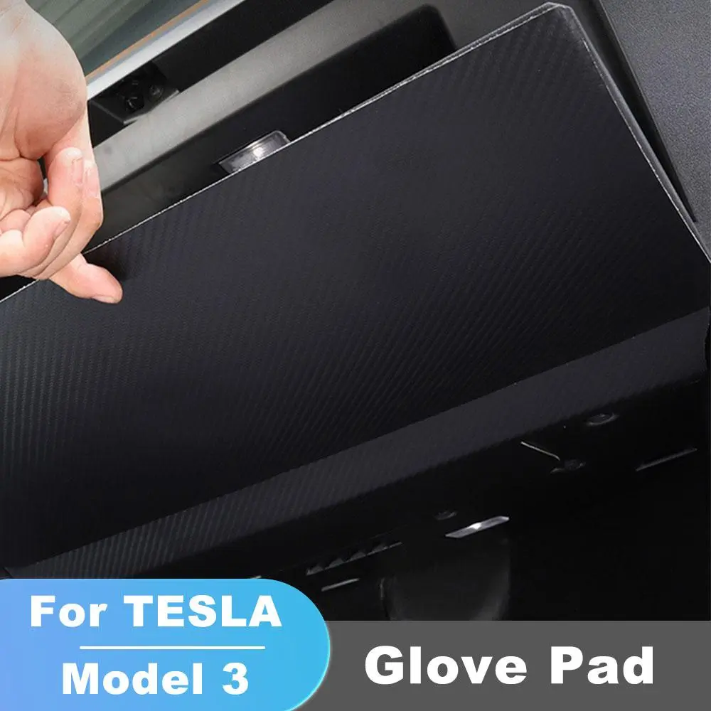 2026 Carbon Fiber Glove Box Cover Leater Sticker For Tesla Model 3 17-23 Car Interior Accessories Copilot Anti Kick Protection Patch for your Car