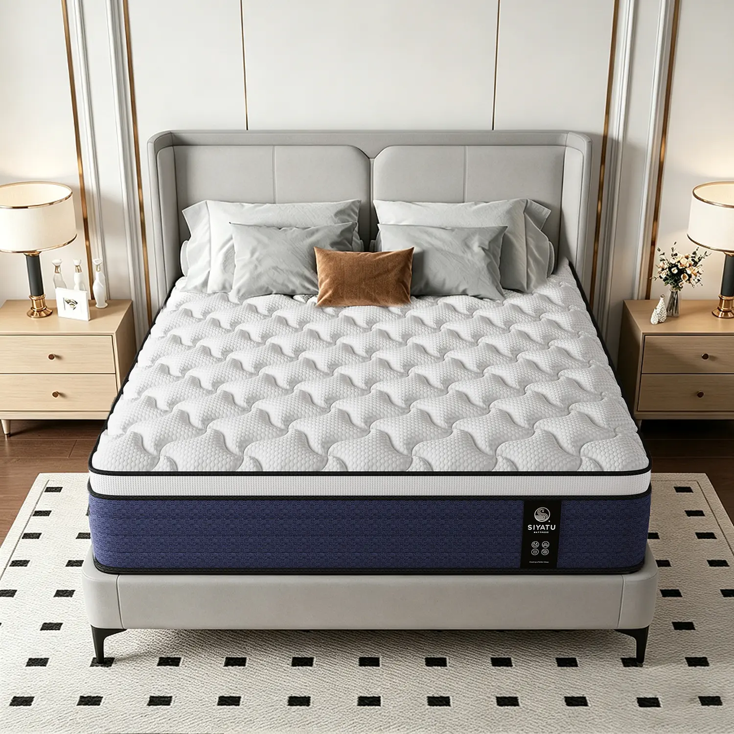 【SummerWins】8/10/12/14 inch Mattress Memory Foam And Spring, Hybrid MattressMedium Firmness, Lumbar Support, Medium hardness support, soft touch Comfortable sleep, bedroom furniture, elegant bedding, fashionable and permanent style
