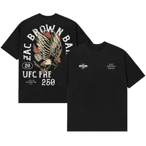 ZacBrown UFC Freedom 250 T-Shirt, Washington D.C. Graphic Tee, Double Sided Eagle Print Shirt, MMA Fight Night Apparel, Vintage Combat Sports Tee, Country Music Fan Merch, Patriotic Streetwear, Black Cotton Festival Top