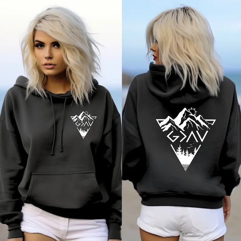 Christian Faith Sweatshirt, God is Greater Than the Highs and Lows Soft Graphic Pullover, Unisex Casual Apparel, Graphics, Fabric, Fit, Tops, Christian Clothing, Pullover Hoodie, Unisex Sizes, Hoodie Black, 2Xl