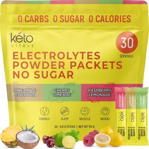 Keto Vitals Tropical Keto Electrolyte Powder -  Potassium, Magnesium, Sodium, & Calcium - Sugar Fee Electrolyte Drink Mix, 30 Serving