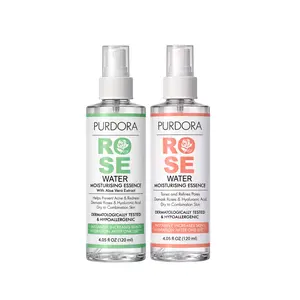 Purdora Rose Water Face Mist & Toner Bundle (2 Pack) | Hydrating Spray with Hyaluronic Acid & Aloe Vera | Pore Refining, Soothing, Alcohol-Free | 120ml Each