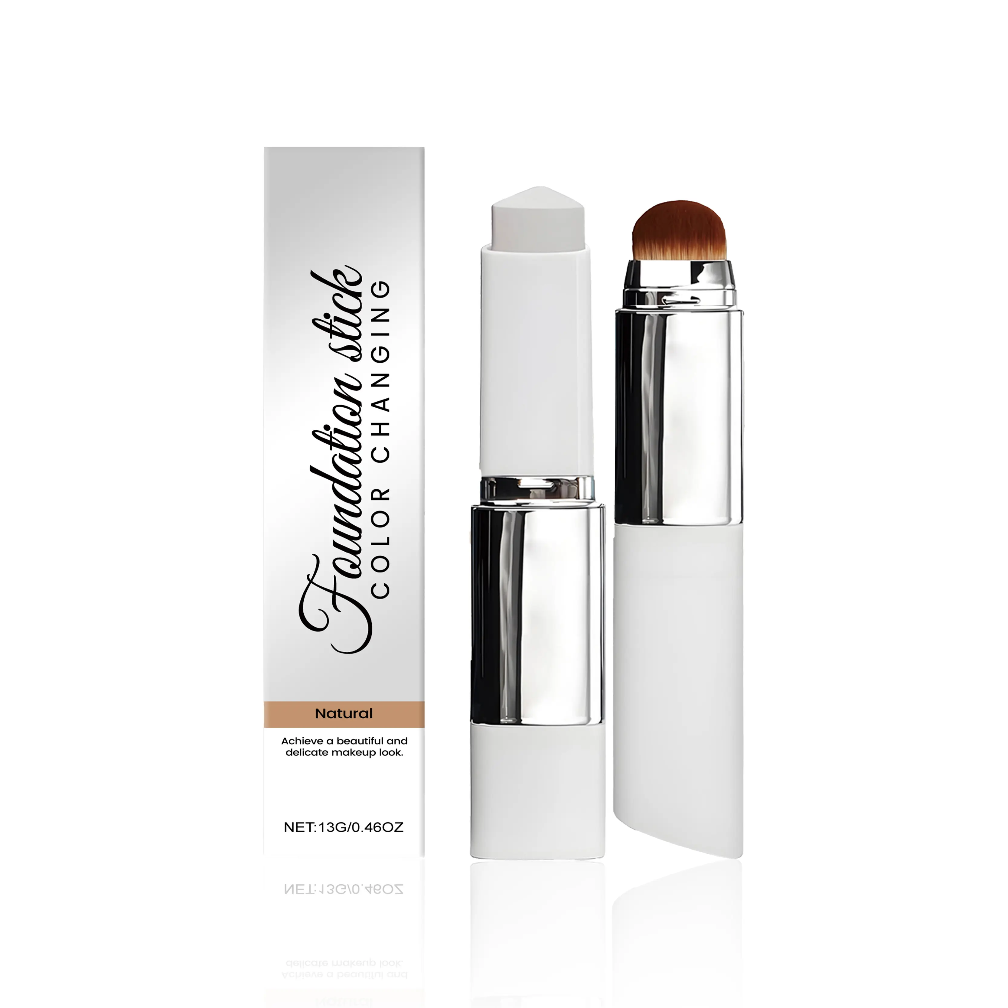 Natural Color Two-in-One Color-Changing Foundation Stick, Lightweight Clear Base Makeup Hydrating Concealer, Long-Lasting Flawless Skin Barrier Fusion