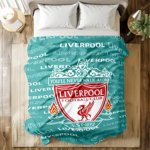 Liverpool FC Themed Printed Blanket with Iconic Crest & "You'll Never Walk Alone" Print - Super Soft & Skin-friendly, Long-Lasting & Quick-Drying, Machine Washable, Multi-Size for Bed, Sofa, Travel, Camping & Match Viewing, Ideal Gift for Football Fans