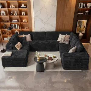 XIZZI 135" U-Shape Cloud Sectional Couch for Living Room Modular Floor Sofa with Plush Corduroy Deep Seat Chaise Lounge DIY Configurable No Assembly Required