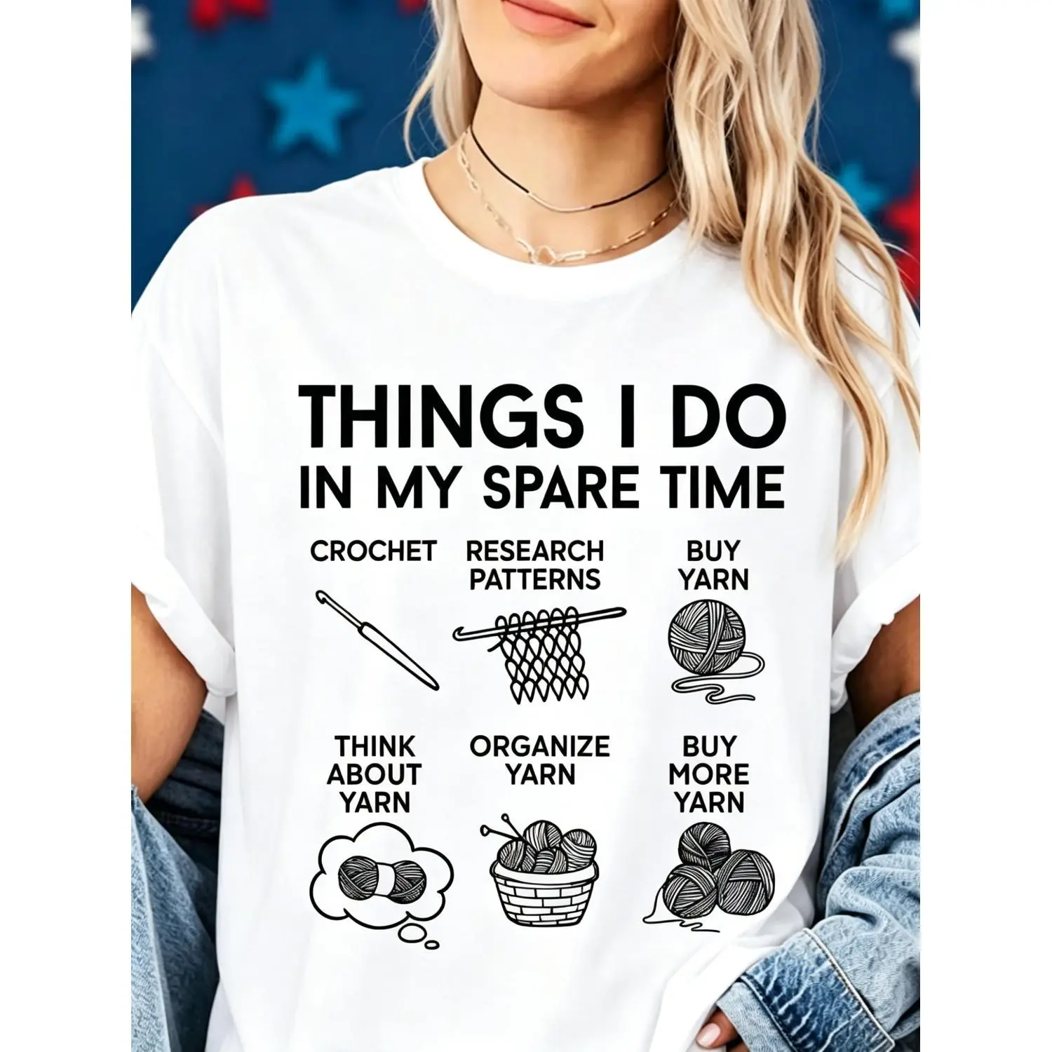 Funny Handmade Mom T-Shirts, Crochet Printed T-Shirts, Gifts for Grandma, T-Shirts for Crochet Lovers, Group T-Shirts for Crochet Lovers Mother's Day Gifts