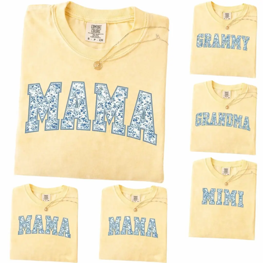 Comfort Colors Custom Mama Shirt, Toile Floral Mama T-Shirt, Personalized Grandma Gift, Custom Nana Shirt, Mimi Gigi Grammy Gammie Auntie Shirt, Mother's Day Gift