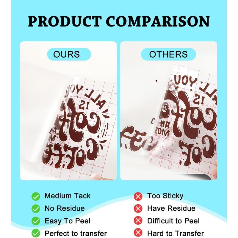 25 Flat Pack Transfer Tape for Vinyl, 5.5x12in Clear Easy Transfer Adhesive Sheet in Medium Tack for Vinyl Projects Compatible with Cricut Joy for Sign Stickers, Window, Wall, Ceramics,