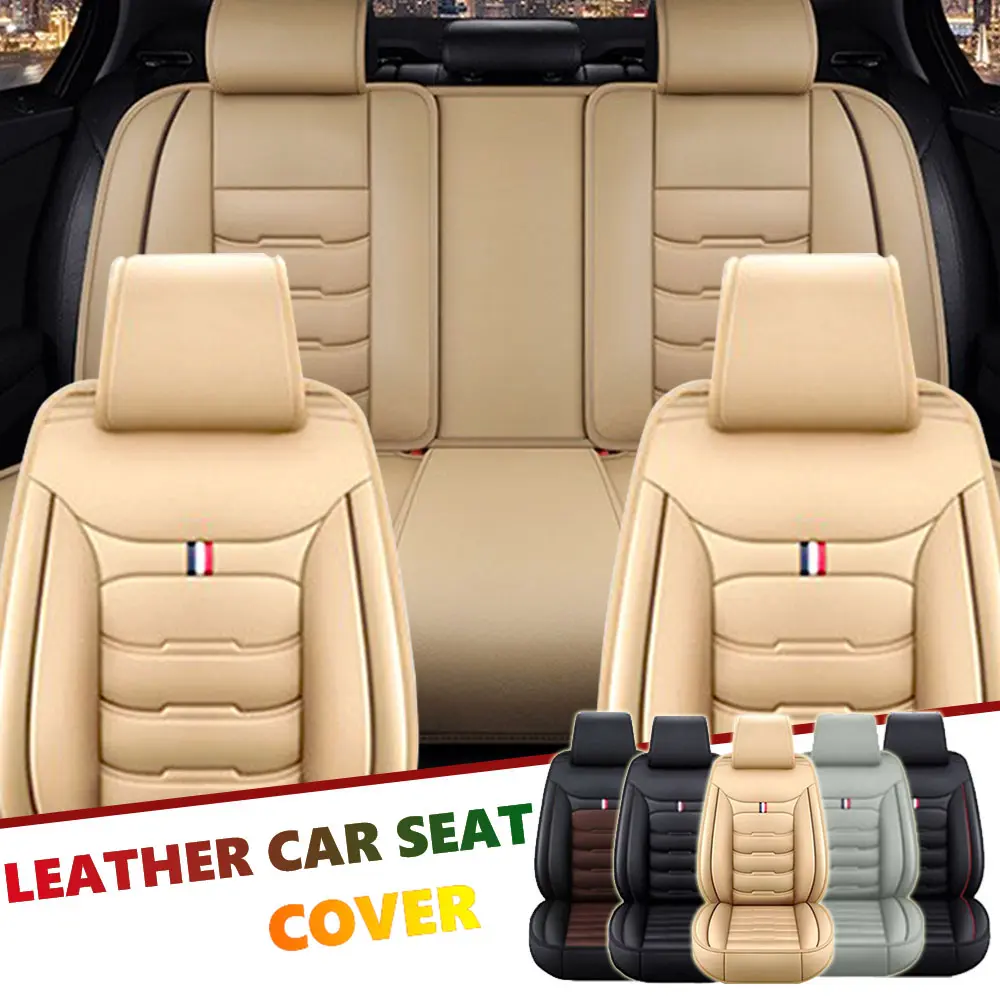 For Toyota Corolla Camry RAV4 Prius Yaris Venza Avalon Car Seat Cover For 5-Seats All-Season PU Leather Anti-Scratch Front Rear Seat Protector Mat Full Set,Automotive Interior Decoration