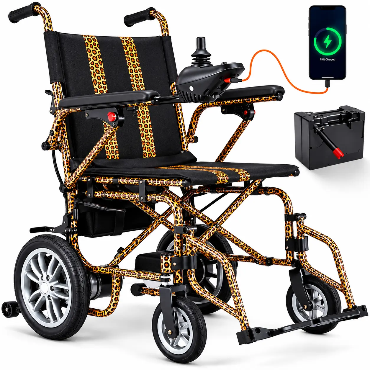 Lightweight Electric Wheelchair for Adults, Foldable Wheelchair for Adults,360W Dual Motor Motorized Wheelchair with 15 Miles Long Travel Range, Maximum Speed 4MPH, Support 286 lbs