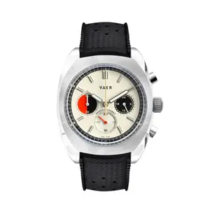 VAER R1 Racing Chronograph Cream - 42mm Men's Chrono Watch, 100m Water-Resistant, Meca-Quartz Movement, Scratch Resistant Sapphire Crystal