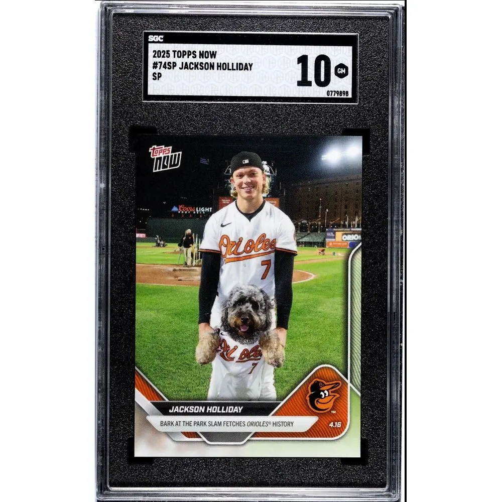 2025 Topps Now #74SP Jackson Holliday (Coconut) Image Variation Short Print Graded SGC 10 Baseball Trading Card